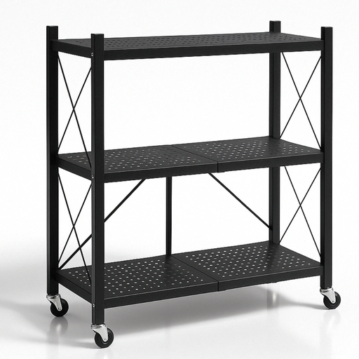 Estanteria Plegable Metalica Con Ruedas 3 Niveles